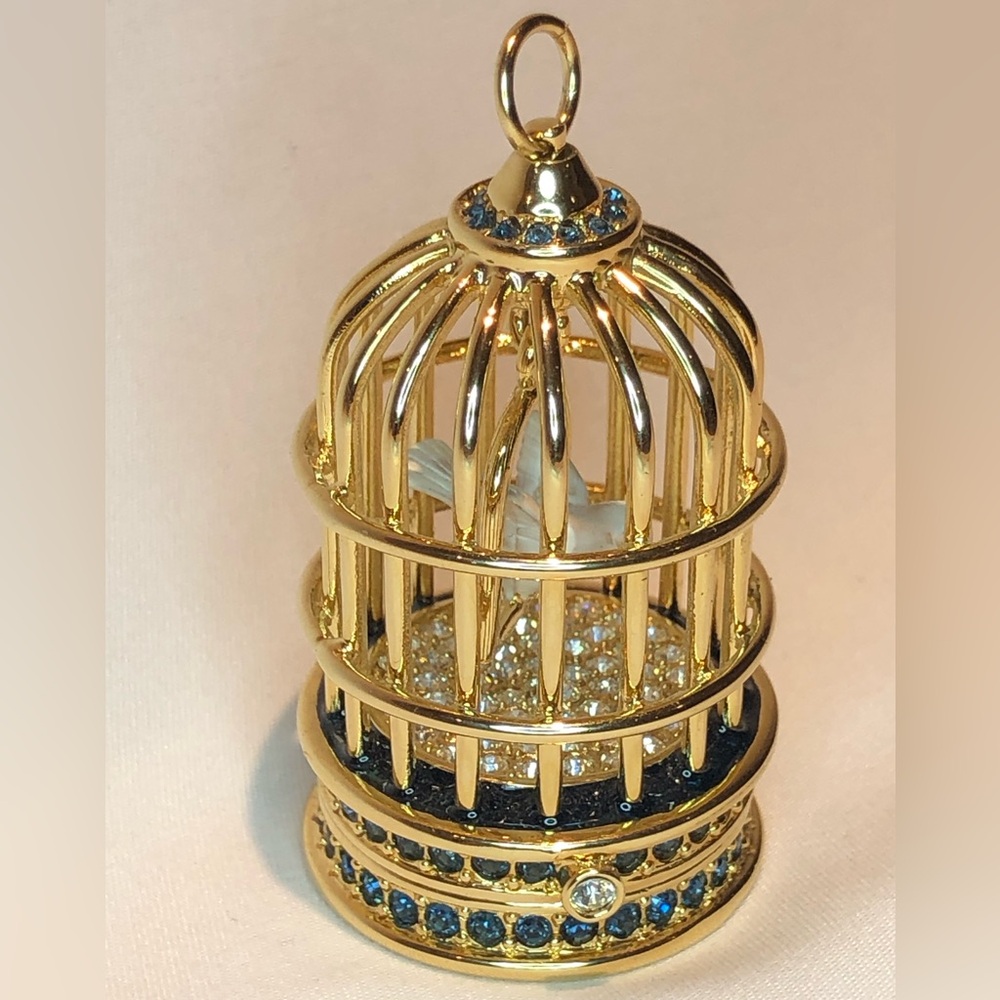 RARE 2007 Estee Lauder Solid Perfume Compact "Gilded Bird Cage"